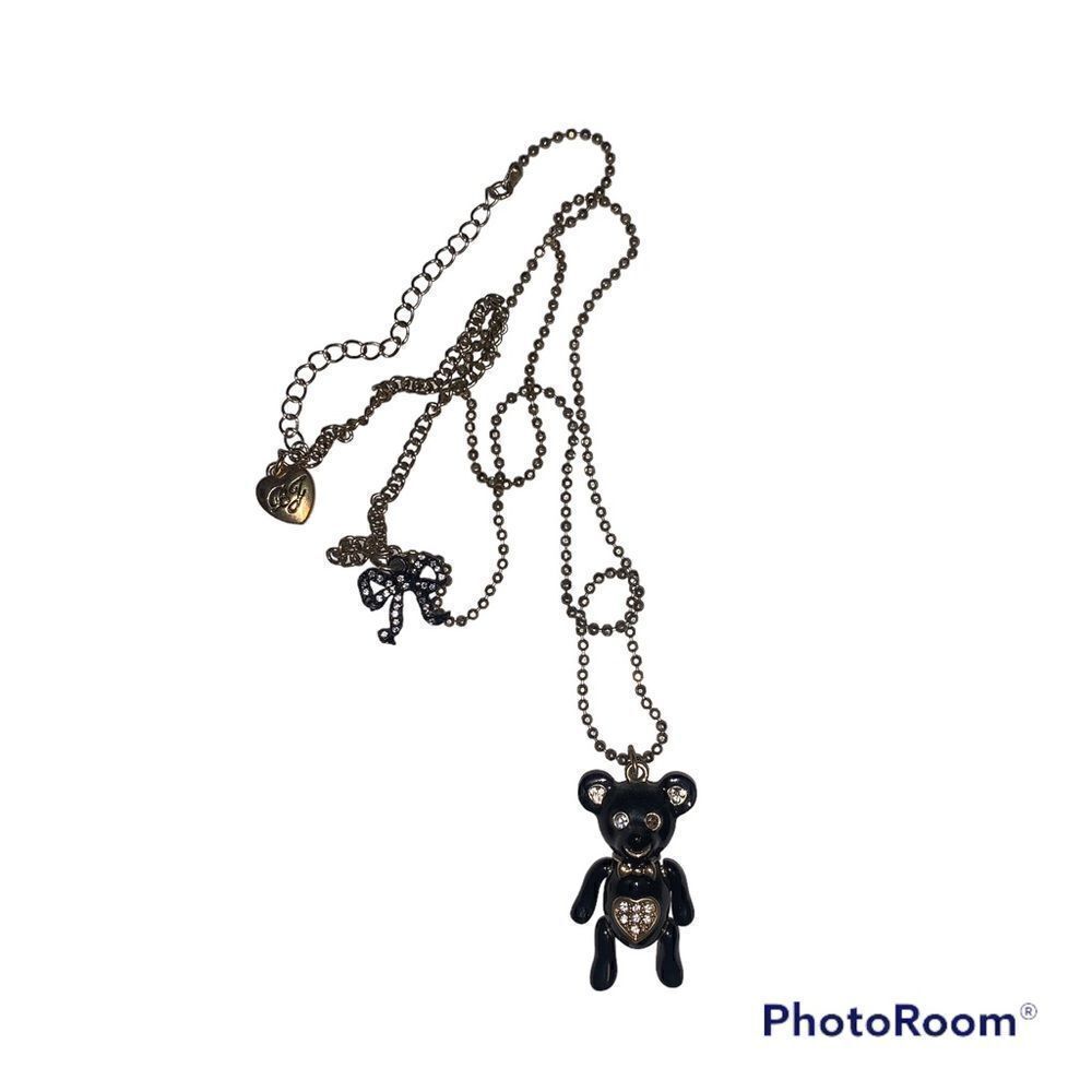 Betsey Johnson Black Gold Bear Necklace